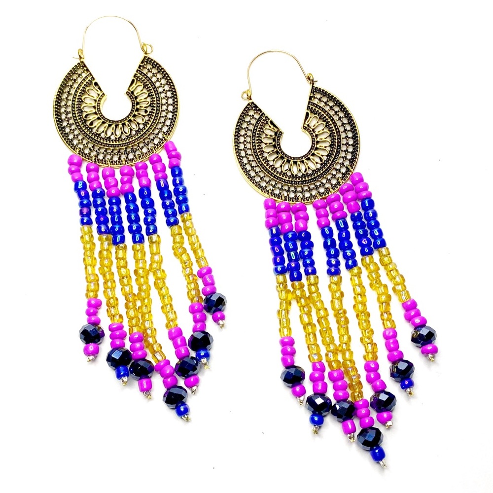 ShanRiLa Bohemian Gold Coin Fringe Earrings